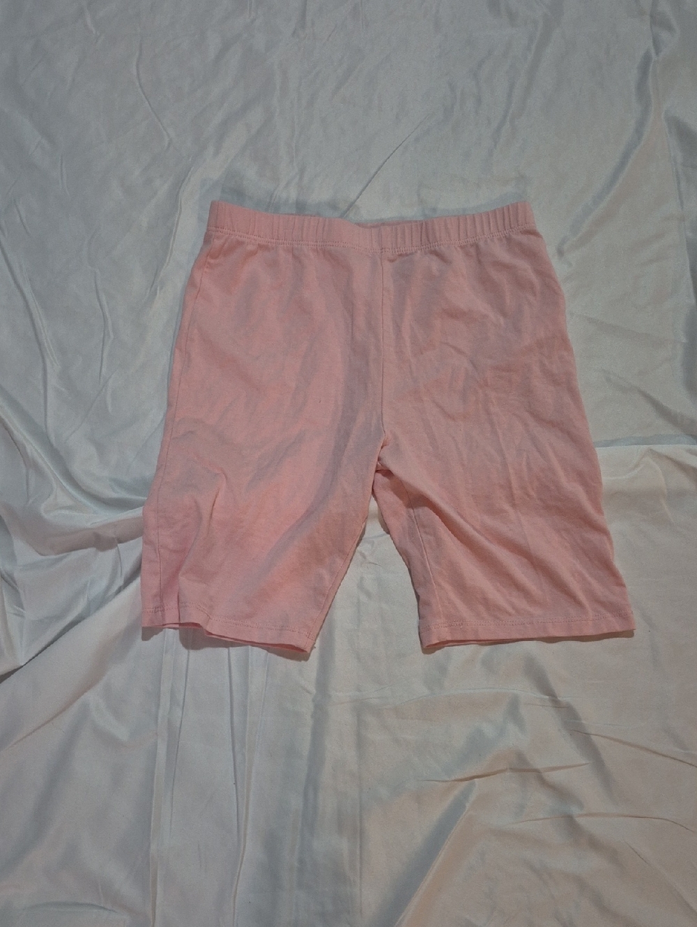 Girls' Light Pink Cotton Bike Shorts with Elastic Waist